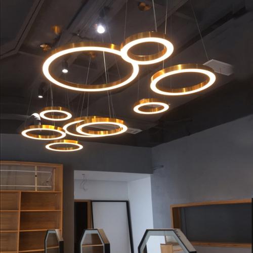 工程灯个性创意办公展厅长空吊灯咖啡厅灯环形餐厅灯北欧客厅灯具